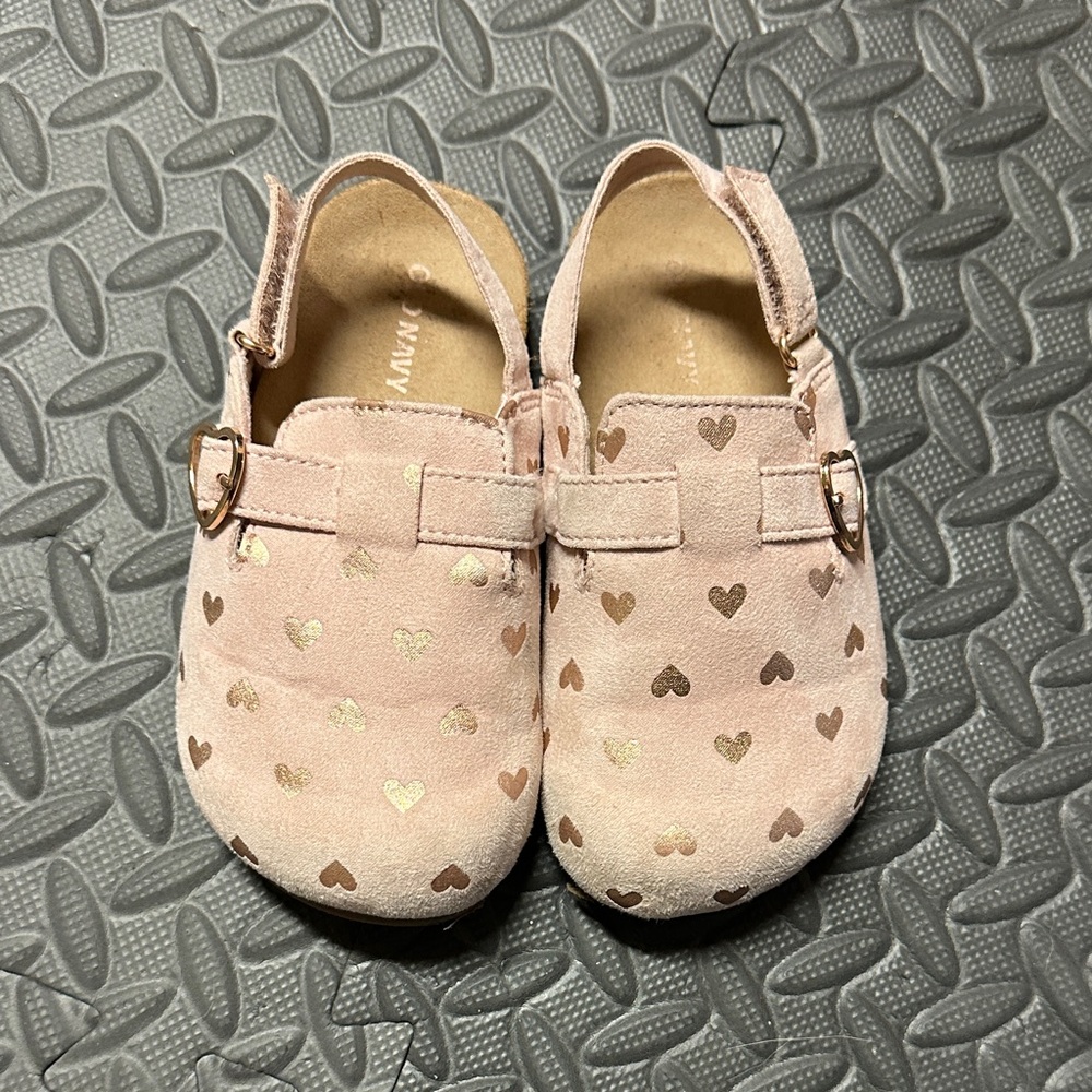 Old Navy Pink and Gold Heart Moccasins